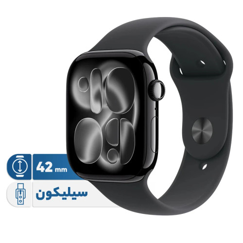 ساعت هوشمند اپل سری 11 مدل Aluminum Case سایز 42 میلیمتر با نمایشگر OLED همیشه روشن، تراشه S10، پایش سلامت شامل فشار خون و کیفیت خواب، قابلیت تشخیص سقوط و تصادف، کنترل موسیقی و مکالمه بلوتوثی، سازگار با iPhone 11 به بعد و iOS 26 به بالا(جعبه باز)