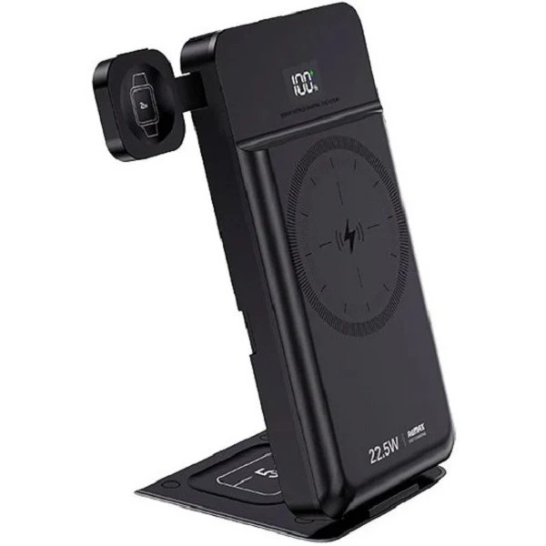 پاوربانک 5 کاره بی سیم 22.5 وات ریمکس مدل RPP-D3 ظرفیت 10000 میلی‌آمپر ساعت