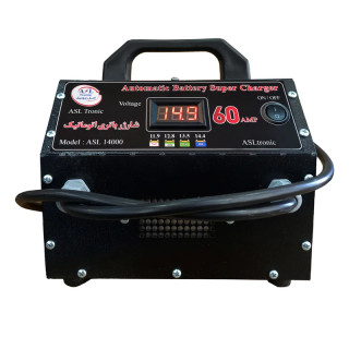 شارژر باتری خودرو اتوماتیک 60 آمپر اصل ترونیک مدل ASL14000 با نمایشگر دیجیتال، شارژ سریع متناسب با ظرفیت باتری، مناسب استفاده خانگی و صنعتی، وزن 4 کیلوگرم و طراحی کم حجم و مقاوم