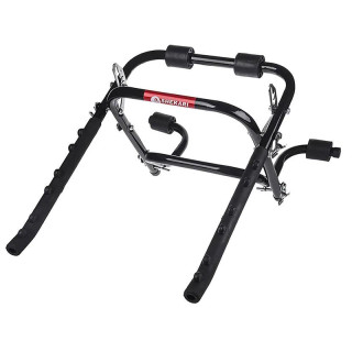 باربند حمل دوچرخه مدل RC100 مناسب نصب روی انواع خودرو، ظرفیت حمل حداکثر 3 دوچرخه، دارای پایه پلاستیکی محافظ رنگ خودرو و قلاب فلزی مستحکم، جنس آهن و ابعاد 25x60x35 سانتیمتر
