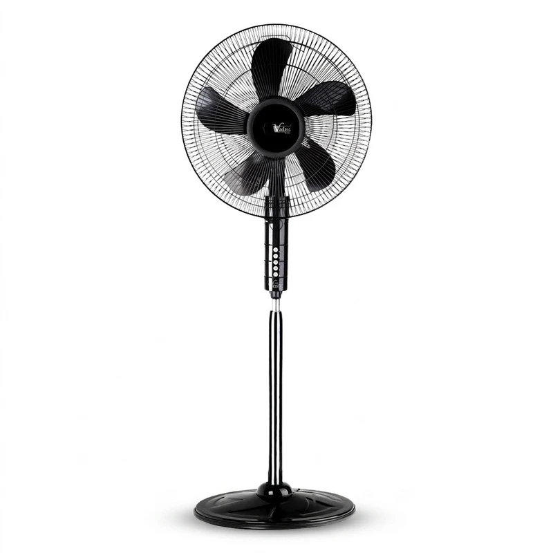 پنکه ایستاده ویداس مدل VIR-8013 با قابلیت تنظیم ارتفاع تا 100 سانتی‌متر، توان 70 وات، 5 پره پلاستیکی، سرعت گردش تا 1400 دور در دقیقه و چهار تنظیم سرعت، مناسب برای محیط‌های زیر 100 متر و کم صدا