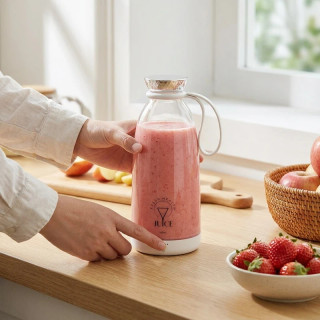 مخلوطکن شارژی قابل حمل 500 میلیلیتر مدل FRESH JUICE با تیغه استیل ضدزنگ، موتور 60 وات، شارژ USB تایپسی، قفل ایمنی ضد نشت و حالت پالس برای خردکردن یخ و میوههای منجمد
