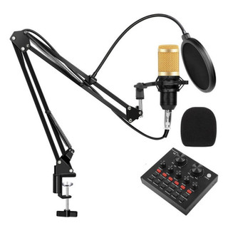 میکروفون استودیویی کاندنسر مدل BM800 همراه با کارت صدا V8، مناسب وکال و سخنرانی